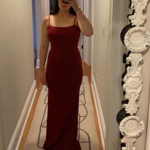 Lulus long red dress with ties in the back